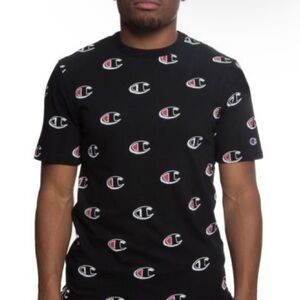 Champion all over black tee shirt size medium